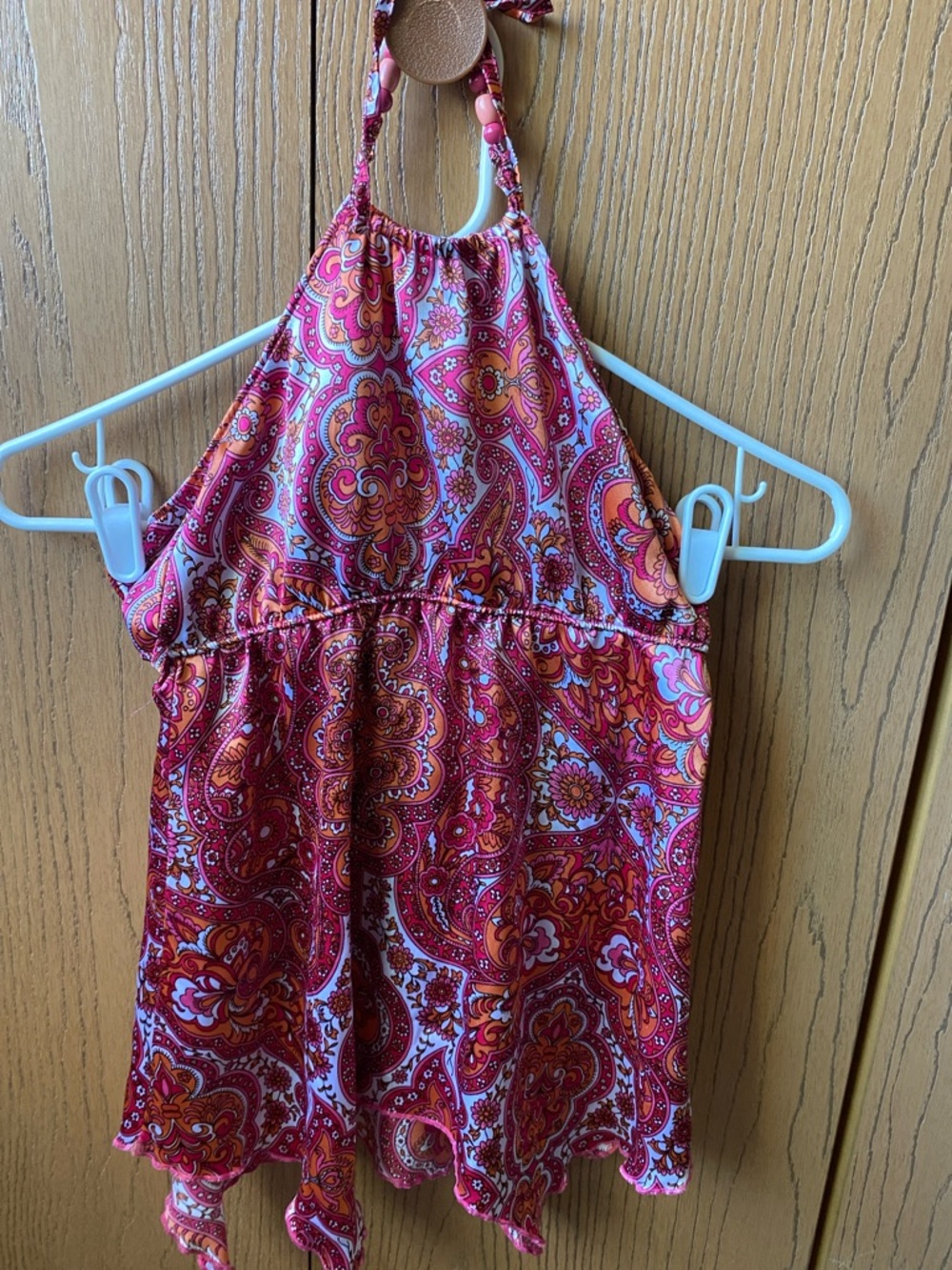 Red & Orange Paisley Halter Tank Top